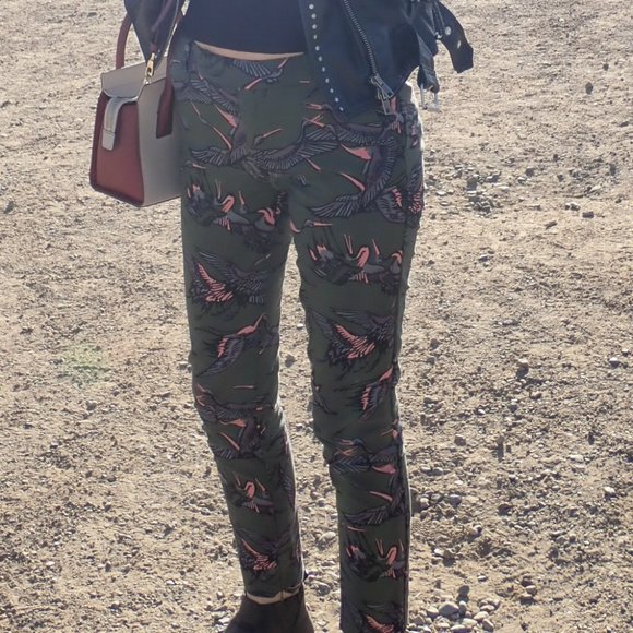 RACHEL Rachel Roy Olive Crane Print Ankle Pants - Picture 9 of 9